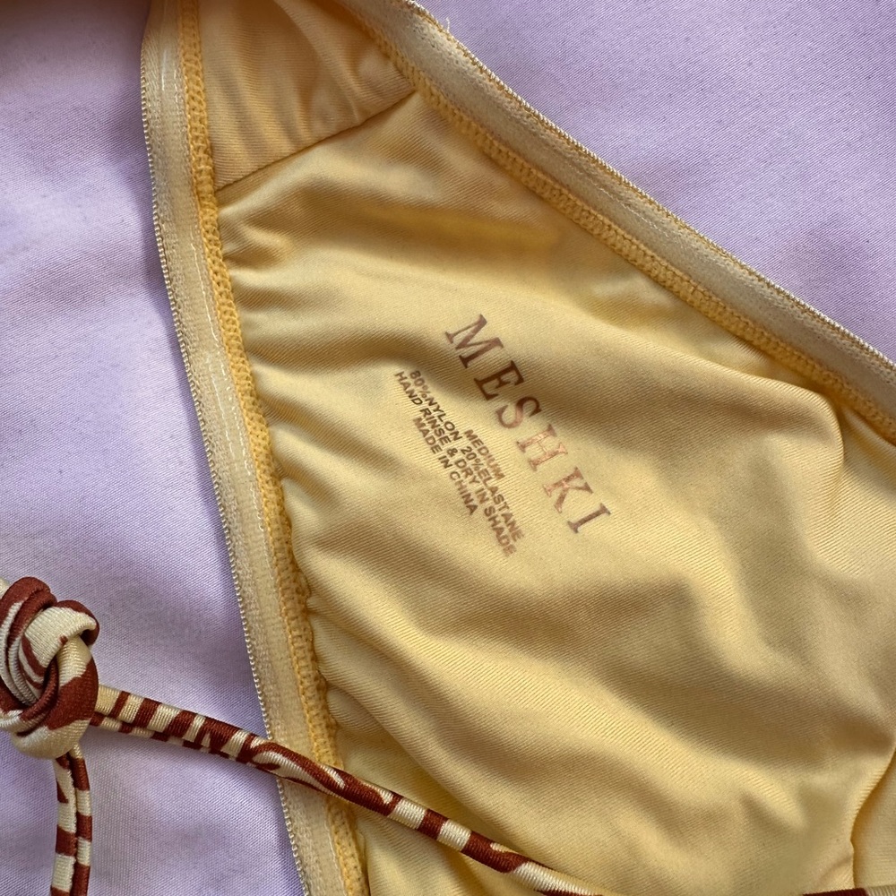 MESHKI YELLOW ZEBRA BIKINI HALTER TOP & BOTTOM - Picture 4 of 6